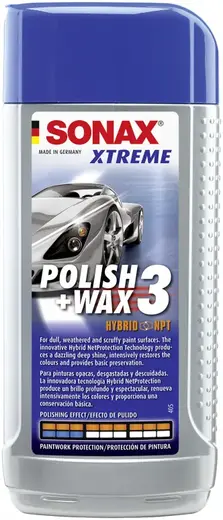 Sonax Xtreme Nano Pro Polish+Wax 3 полироль для поврежденных покрытий (250 мл)