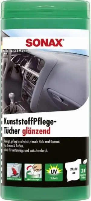 Sonax Kunststoff Pflege Tucher салфетки влажные для очистки пластика (25 салфеток в тубе)