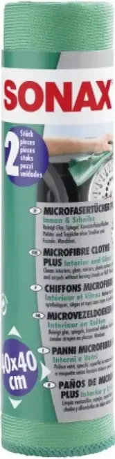 Sonax Microfibre Cloth Plus салфетки для салона и стекла автомобиля (2 салфетки)