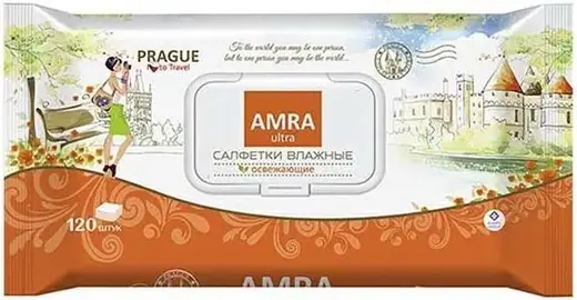 Amra Travel Prague салфетки влажные освежающие (120 салфеток в пачке)