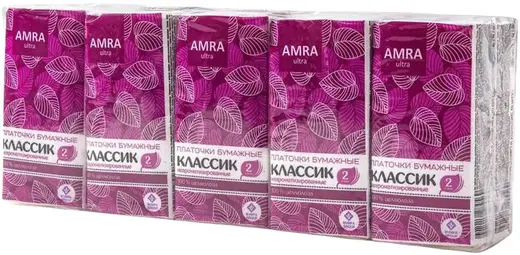 Amra Классик платочки бумажные (10 пачек * 10 платочков в пачке)