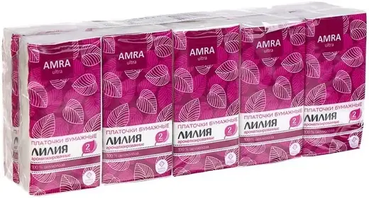 Amra Лилия платочки бумажные (10 пачек * 10 платочков в пачке)