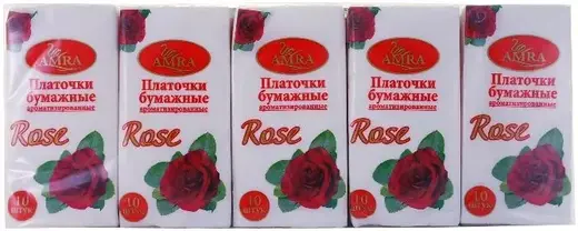 Amra Роза платочки бумажные (10 пачек * 10 платочков в пачке)
