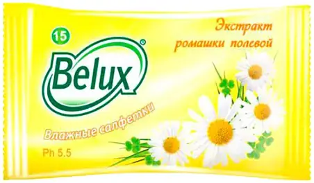 Belux Экстракт Ромашки Полевой салфетки влажные (15 салфеток в пачке)
