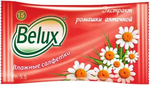 Belux Экстракт Ромашки Аптечной салфетки влажные (15 салфеток в пачке)