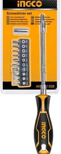 Ingco отвертка гибкая с набором бит (13 предметов)