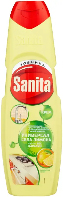 Санита Универсал Сила Лимона крем для очистки кухонных поверхностей и ванной комнаты (600 мл)