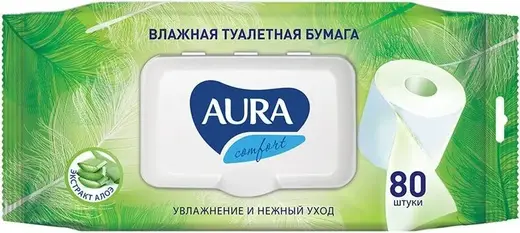 Aura Ultra Comfort бумага туалетная влажная (80 листов в пачке)