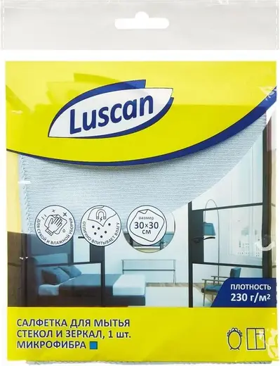 Luscan салфетки для мытья стекол и зеркал (1 салфетка)