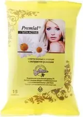 Premial Vita Active с Экстрактом Ромашки салфетки влажные освежающие для лица и рук (15 салфеток в пачке)