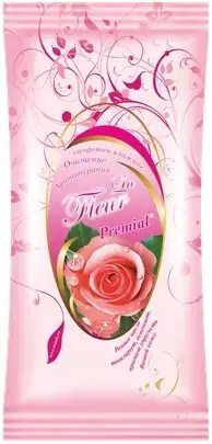 Premial La Fleur с Ароматом Розы салфетки влажные очищающие для лица и рук (15 салфеток в пачке)