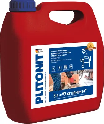 Плитонит Антифриз противоморозная добавка и ускоритель набора прочности (3 л)