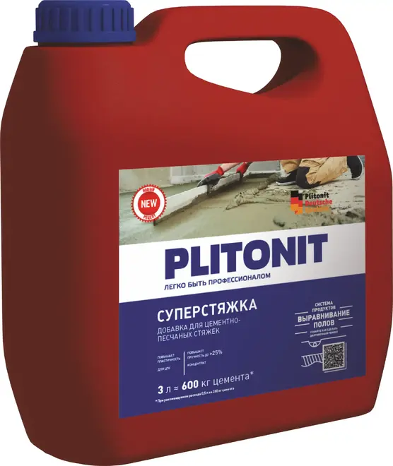 Плитонит Суперстяжка добавка для цементно-песчаных стяжек (3 л)