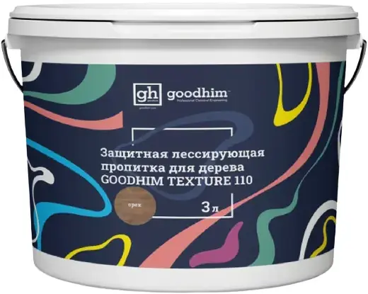 Goodhim Texture 110 защитная лессирующая пропитка для дерева (3 л) орех