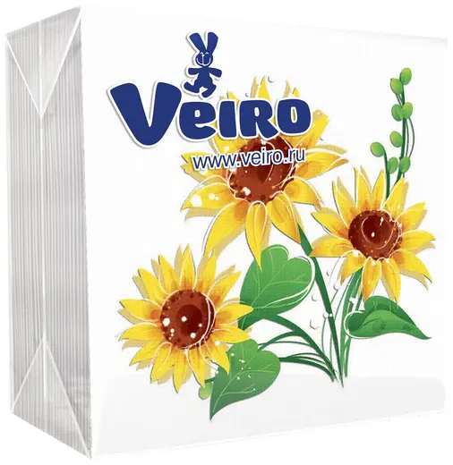 Veiro салфетки бумажные с рисунком (100 салфеток в пачке) желтый цветок