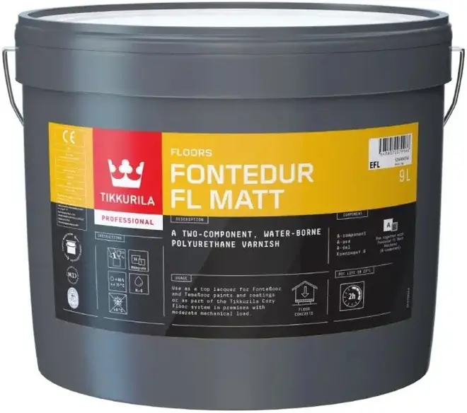 Тиккурила Fontedur Fl Matt 2-комп полиуретановый водоразбавляемый лак (9 л (компонент А)