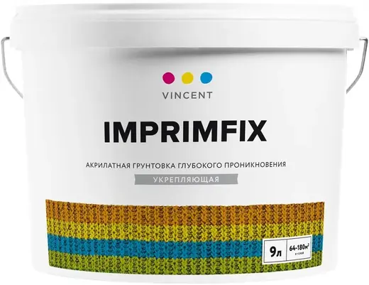 Vincent Imprimfix акрилатная грунтовка укрепляющая глубокого проникновения (9 л)