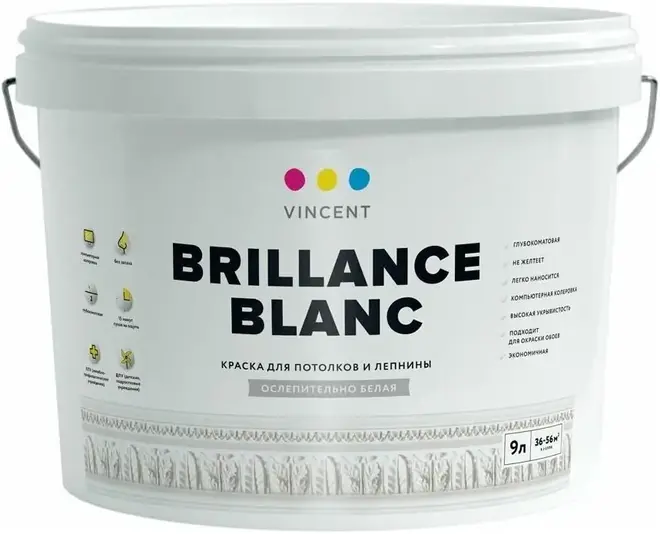 Vincent Brillance Blanc краска для потолков и лепнины (800 мл) ослепительно белая