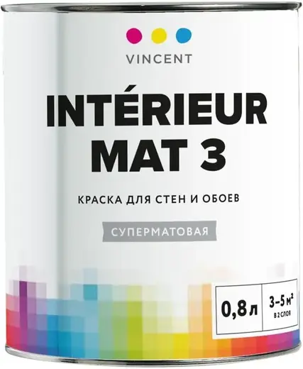 Vincent Interieur Mat 3 краска для стен и обоев (800 мл) белая