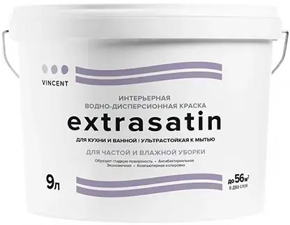 Vincent Extrasatin водно-дисперсионная краска для кухни и ванной (9 л) белая база A