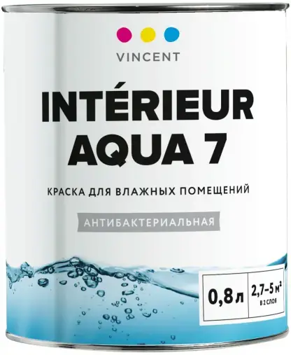 Vincent Intеrieur Aqua 7 водно-дисперсионная акрилатная краска для влажных помещений (800 мл) белая