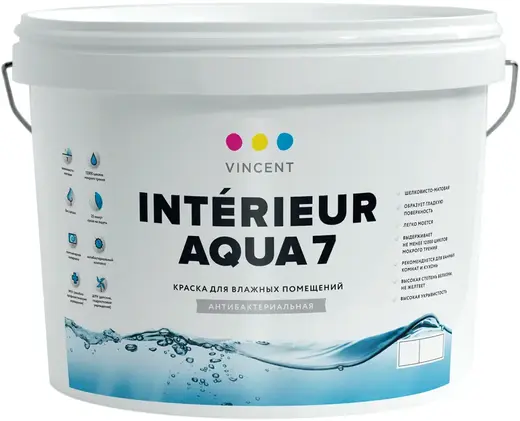 Vincent Intеrieur Aqua 7 водно-дисперсионная акрилатная краска для влажных помещений (8.1 л) бесцветная