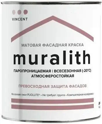 Vincent Muralith фасадная краска всесезонная (700 мл) бесцветная