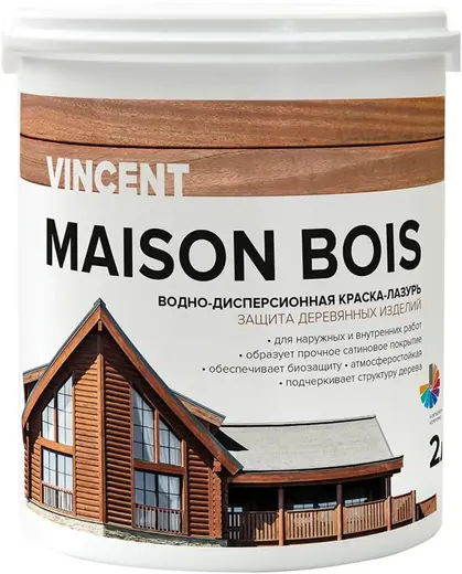 Vincent Maison en Bois водно-дисперсионная краска-лазурь (2 л) бесцветная