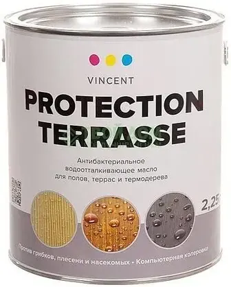 Vincent Protection Terrasse антибактериальное водоотталкивающее масло для полов террас (2.25 л)