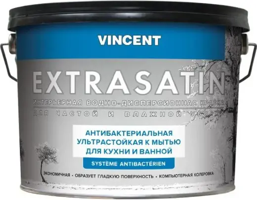 Vincent Extrasatin водно-дисперсионная краска для кухни и ванной (2.25 л) белая база A