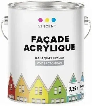 Vincent Facade Acrylique фасадная краска суперстойкая (2.25 л) белая