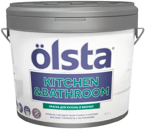 Olsta Kitchen & Bathroom краска для кухонь и ванных (9 л) белая база A