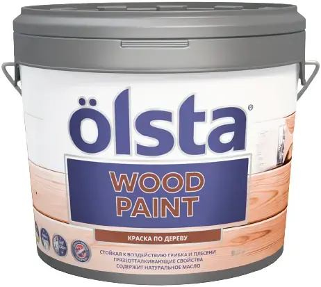 Olsta Wood Paint краска по дереву (9 л) белая база A