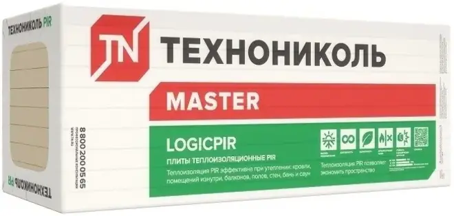 Технониколь Master Logicpir плиты теплоизоляционные L (0.59*1.19 м/50 мм) стеклохолст CXM стеклохолст CXM Г4 (сильногорючие) 5 плит