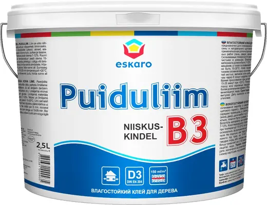 Eskaro Puiduliim Niiskuskindel B3 влагостойкий клей для древесины (2.5 л)