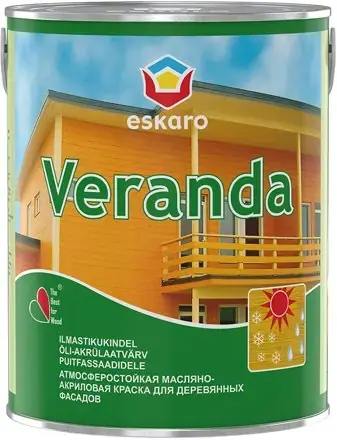 Eskaro Veranda краска масляно-акриловая для древесины (950 мл) белая