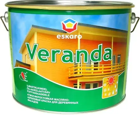 Eskaro Veranda краска масляно-акриловая для древесины (9 л) бесцветная