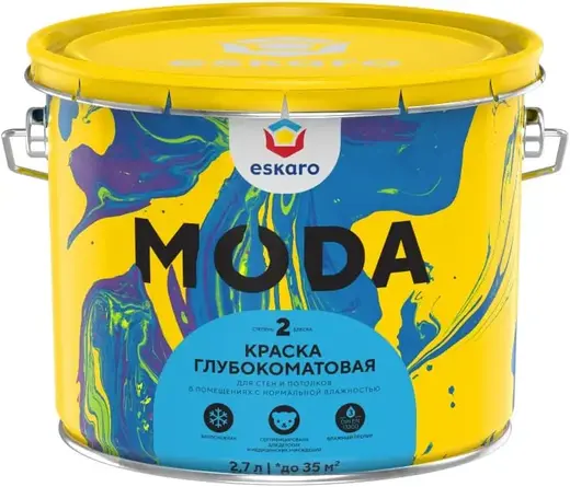 Eskaro Moda 2 краска для стен и потолков (2.7 л) белоснежная