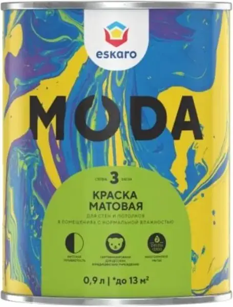 Eskaro Moda 3 краска для стен и потолков (900 мл) белая