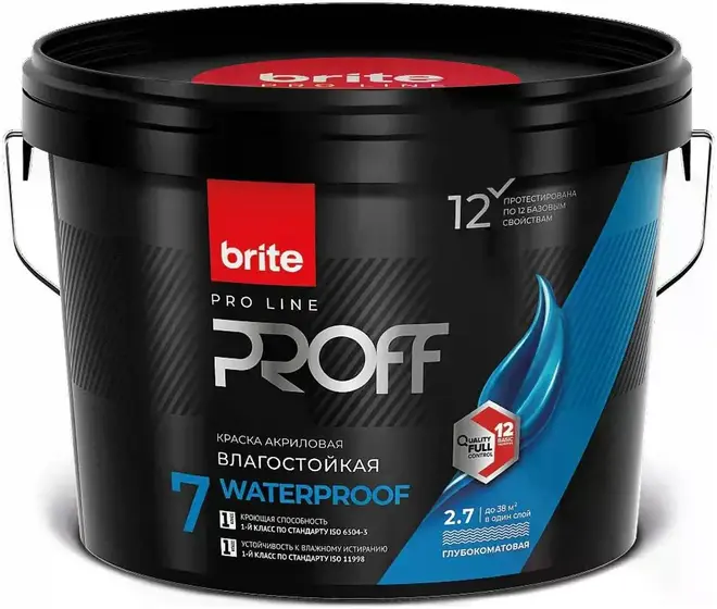 Brite Professional краска интерьерная влагостойкая (900 мл) супербелая
