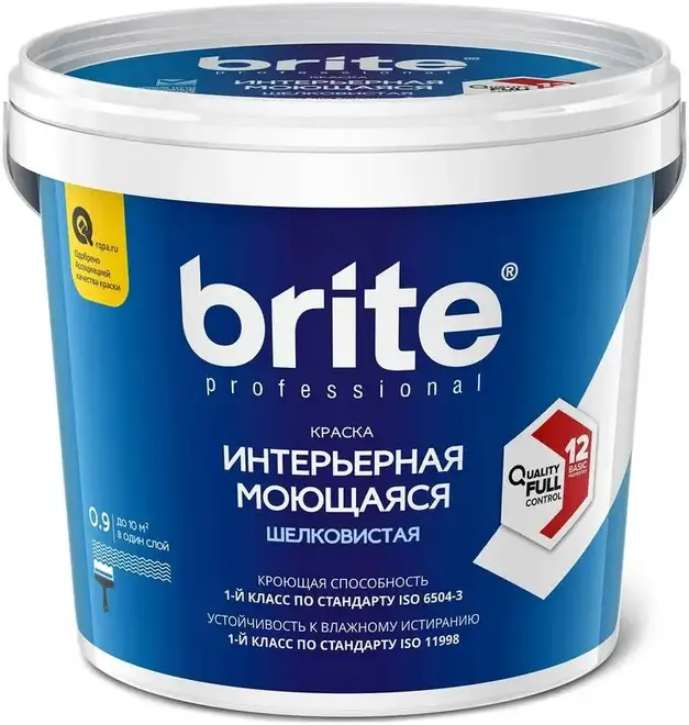 Brite Professional краска интерьерная моющаяся шелковистая (900 мл) белая