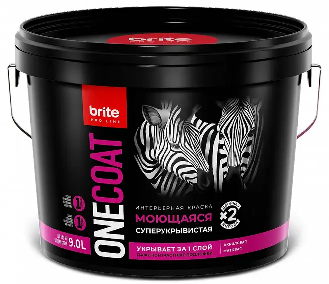 Brite Professional One Coat краска интерьерная моющаяся суперукрывистая (9 л) белая
