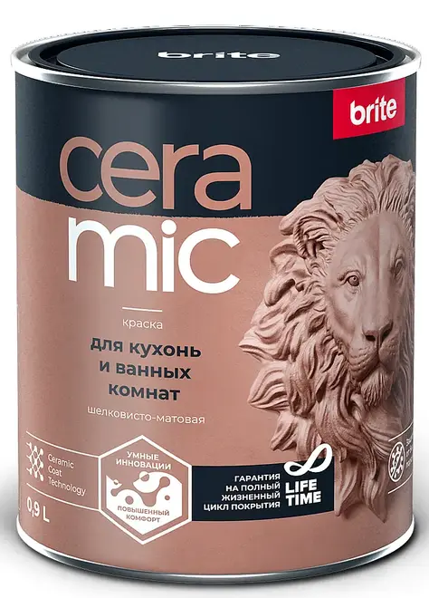 Brite Ceramic краска для кухонь и ванных комнат (900 мл) белая