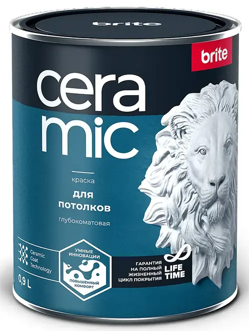 Brite Ceramic акриловая краска для потолков (900 мл) белая