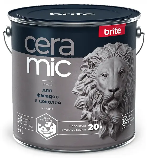 Brite Ceramic краска для фасадов и цоколей (2.7 л) белая