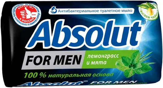 Абсолют For Men Лемонграсс и Мята мыло туалетное антибактериальное (90 г)
