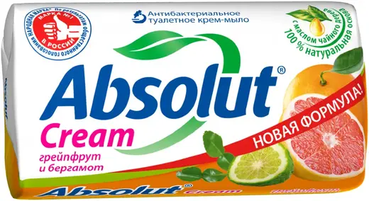 Абсолют Cream Грейпфрут и Бергамот крем-мыло туалетное антибактериальное (90 г)