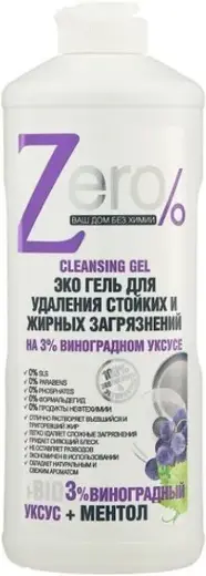 Zero 3% Виноградный Уксус+Ментол эко гель для удаления стойких и жирных загрязнений (500 мл)