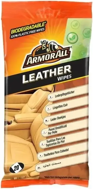 Armor All Leather Wipes салфетки для кожаных поверхностей (20 салфеток в пачке)