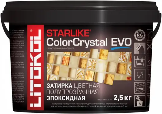 Литокол Starlike Color Crystal Evo эпоксидная затирочная смесь (2.5 кг) S.800 серая (Осло)